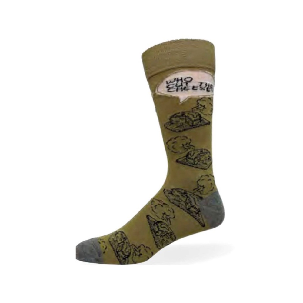 WHO CUT THE CHEESE - MEN SOCKS BY CRAZY TOES - COTTON NOVELTY SOCKS FOR MEN